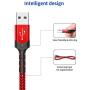USB Type C Cable 3A Fast Charging, JSAUX(2-Pack 6.6ft+6.6ft) USB-A to USB-C Charge Braided Cord Compatible with Samsung Galaxy S10 S10E S9 S8 S20 Plus,Note 10 9 8,Z Flip, and Other USB C Charger(Red)