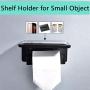 JOMAY Toilet Paper Holder with Shelf, Black SUS 304 Stainless Steel Tissue Roll Dispenser Storage with Phone Shelf for Bathroom Accessories