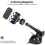 2 Pack Magnetic Phone Car Mount with 6 Powerful Magnets, Aluminium Alloy Telescopic Arm Car Phone Holder for Dashboard Windshield Air Vent, Super Sticky Suction Cup, for All Phone Tablets