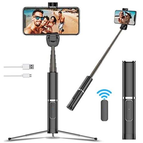 Selfie Stick Tripod with Bluetooth Remote, Portable Compact Design, Extendable All-in One Selfie Stick for iPhone 11/X/XR/Xs Max/8, Samsung Galaxy S10/10+/S9/S9+/S8, Huawei Android Phones