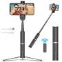 Selfie Stick Tripod with Bluetooth Remote, Portable Compact Design, Extendable All-in One Selfie Stick for iPhone 11/X/XR/Xs Max/8, Samsung Galaxy S10/10+/S9/S9+/S8, Huawei Android Phones