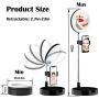 6.3" LED Ring Light with Makeup Mirror; Adjustable Height Stand Selfie Ring Light with Rotating Phone Holder; 3 Color Modes and 10 Brightness Levels for YouTube Video/Live Stream/Photography