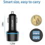 USB Car Charger,QGeeM 36W Dual USB Fast Car Charger Adapter Compatible with iPhone,iPad Pro,LG,Nexus,HTC,Dual USB Quick Charge Car Charger Adapter