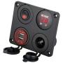 Linkstyle 4 in 1 Charger Socket Panel, 12V 4.2A Dual USB Charger Socket Power Outlet & LED Voltmeter & Cigarette Lighter Socket & Red LED Lighted ON Off Rocker Toggle Switch for Car Marine Boat Truck