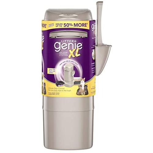 Litter Genie XL Pail, Ultimate Cat Litter Disposal System, Locks Away odors, Includes One Refill, Silver