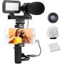 Movo Smartphone Video Rig Kit V7 with Grip Rig, Stereo Microphone, LED Light and Wireless Remote - YouTube, TIK Tok, Vlogging Equipment for iPhone/Android Smartphone Video Kit