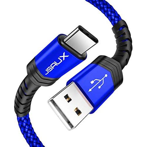 USB Type C Cable 3A Fast Charging, JSAUX(2-Pack 3.3ft+10ft) USB-A to USB-C Charge Braided Cord Compatible with Samsung Galaxy S10 S10E S9 S8 S20 Plus,Note 10 9 8,Z Flip, and Other USB C Charger(Blue)