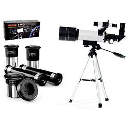 FMG 70mm Refractor Telescope for Kids & Beginners with Tripod, Moon Mirror & Finder Scope with 3 Magnification eyepieces, Barlow lens, Erecting eyepiece