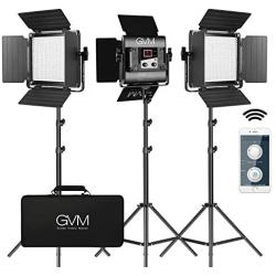 GVM 560 LED Video Light, Dimmable Bi-Color, 3 Packs Photography Lighting with APP Intelligent Control System, Lighting for YouTube Studio Outdoor, Video Lighting Kit, 2300K-6800K, CRI 97+