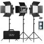 GVM 560 LED Video Light, Dimmable Bi-Color, 3 Packs Photography Lighting with APP Intelligent Control System, Lighting for YouTube Studio Outdoor, Video Lighting Kit, 2300K-6800K, CRI 97+