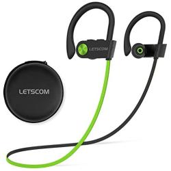 Bluetooth Headphones, LETSCOM Wireless Earbuds V5.0 IPX7 Waterproof Noise Cancelling Headsets, Richer Bass & HiFi Stereo Sports Earphones 8 Hours Playtime Running Headphones with Travel Case