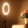 Qiilu 10 Inch Dimmable LED Ring Fill Light,USB Camera Video Lamp with Tripod Phone Clip Set