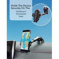 Suction Cup Phone Holder Windshield/Dashboard/Window, Universal Dashboard & Windshield Suction Cup Car Phone Mount with Strong Sticky Gel Pad,Compatible W/iPhone, Samsung &Other Smartphone