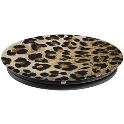 Cute Leopard Print Pattern Fashion Black Design Gold Color PopSockets Grip and Stand for Phones and Tablets