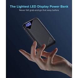 EAFU Portable Charger, LED Display 6000mAh Power Bank with Type C & Micro USB Input, Dual 3A High-Speed Output Battery Pack with Flashlight Compatible with iPhone Xs X 8 Samsung Galaxy S10 iPad etc.