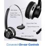 Mpow HC3 Bluetooth Headset V5.0, Dual Microphone Wireless Headphones for Truck Driver, Office,Call Center,Cell Phone，Noise Canceling, Single On Ear Headset(Wired Option)