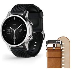 Moto 360 3rd Gen 2020 - Wear OS by Google - The Luxury Stainless Steel Smartwatch with Included Genuine Leather and High-Impact Sports Bands - Steel Gray