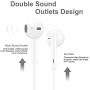 Headphones/Earphones/Earbuds,3.5mm aux Wired Headphones Noise Isolating Earphones Built-in Microphone & Volume Control Compatible iPhone iPod iPad Android/MP3 MP4 (2PACK-White)