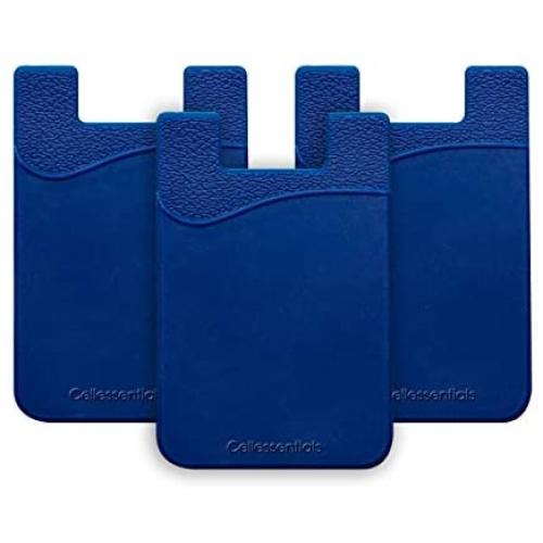 Cellessentials Card Holder for Back of Phone - Silicone Stick on Cell Phone Wallet with Pocket for Credit Card, ID, Business Card - iPhone, Android and Most Smartphones (Navy)