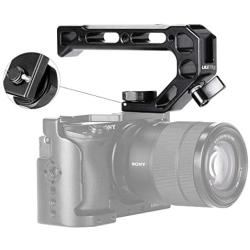 UURig R008 Camera/DSLR Top Handle ARRI Hole Connection Grip for Sony A6400 6300 Camera Cage Metal Low Angle Shots 4 Cold Shoe Mount Microphone 15MM NATO Rail Rod Clamp Tube Hole, Video Film Making