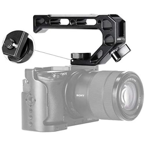 UURig R008 Camera/DSLR Top Handle ARRI Hole Connection Grip for Sony A6400 6300 Camera Cage Metal Low Angle Shots 4 Cold Shoe Mount Microphone 15MM NATO Rail Rod Clamp Tube Hole, Video Film Making