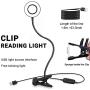 Clip on Reading Lights,Book Clamp Light with 3 Color Modes,10 Brightness Dimmer Eye Protection Kids Desk Lamp, 360 ° Flexible Gooseneck Selfie Ring Light,LED Makeup Mirror Lights for Vanity