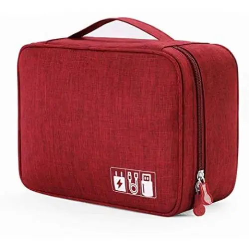 Portable Electronic Organizer Travel Accessories Cable Bag Universal Cord Storage Case Carrying for Charging Cable, Cell Phone, Power Bank,Mini Tablet(Red) Portable Electronic Organizer Travel Accessories Cable Bag Universal Cord Storage Case Carrying for Charging Cable, Cell Phone, Power Bank,Mini Tablet(Red)