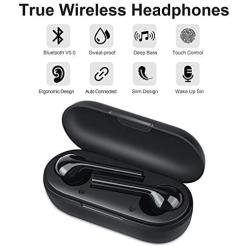 layajia Mini Wireless Earbuds Waterproof Wireless Headphones, Bluetooth 5.0 in-Ear Earphones TWS Stereo Sound, Portable Wireless Headset 28H Palytime w/Built-in Mic Single/Twin Mode Charging Case