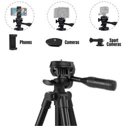 Hitch Phone Tripod,Gopro Tripod 42 Inch 106cm Aluminum Lightweight Smartphone Tripod for iPhone/Samsung/Huawei Cellphone, Camera and Gopro with Bluetooth Remote Control, Carrying Bag and Gopro Mount