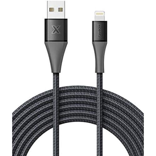 Xcentz Lightning Cable 3ft, Apple MFi Certified iPhone Charger, Braided Nylon Fast Charging iPhone Cable with Premium Metal Connector for iPhone 11/11 Pro/X/XS/XR/XS Max/8, iPad Mini/Air, Black