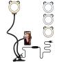 Lusweimi Selfie Ring Light with Cell Phone Holder & 25" Arms，Ring Light Clamp Compatible for iPhone & Android Smart Phone, Desk Lamp with Lazy Bracket for Live Stream/Makeup/YouTube/Photography