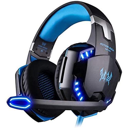 EasySMX Comfortable LED 3.5mm Stereo Gaming LED Lighting Over-Ear Headphone Headset Headband with Mic for PC Computer Game with Noise Cancelling & Volume Control