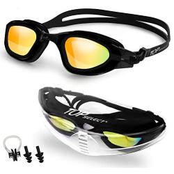 TopSelect Swimming Goggles Waterproof Clear Vision Polarized Anti Fog UV Protection No Leak Soft Silicone Frame and Strap for Men, Women, Boys, Girls,Youth.