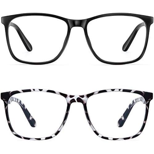 Blue Light Blocking Glasses Women/Men, PengSer Fashion Lightweight Frame Computer Eye Glasses Anti Eyestrain & UV Glare for Gaming & Reading, 2-Pack (Black & Bean Flower)