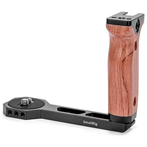 SMALLRIG Universal Wooden Left Side Handle for DJI Ronin S/Ronin SC/Zhiyun Crane 2 / Crane V2 Series Gimbal Stabilizer w/Cold Shoe, 3/8 Locating Holes for ARRI Standard - 2222