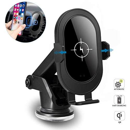 wejie Wireless Car Charger, 10W 7.5W Qi Fast Charging Auto-Clamping Car Mount, Windshield Dashboard Air Vent Phone Holder Compatible iPhone 11/11 Pro/Xs MAX/XS/XR/X/8/8+, Samsung Galaxy S9/S9+/S8/S8+