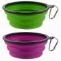 Guardians Large Collapsible Dog Bowls, 34oz Portable Foldable Water Bowls Food Dishes with Carabiner Clip for Travel, 2 Pack (Purple+Green) Guardians Large Collapsible Dog Bowls, 34oz Portable Foldable Water Bowls Food Dishes with Carabiner Clip for Travel, 2 Pack (Purple+Green)