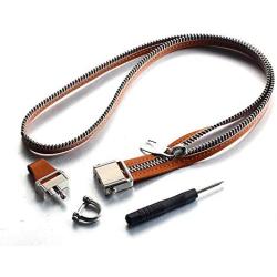 FORCEHOLD Leather Zipper Steel Detachable Push Button Buckle Car Key Lanyard,ID Card Holder Neck Straps,Phone Holder Straps Necklace,Mobile Phone Anti-Lost Anti-Theft Rope Straps (Brown)