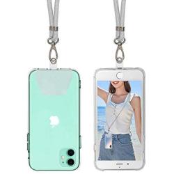 SS Crossbody Phone Lanyard,Cell Phone Lanyard Tether Lasso Patch with Adjustable Neck Strap Ｃompatible with Any Cell Phone iPhone Smartphones - Grey