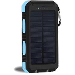 Solar Chargers 30,000mAh, Dualpow Portable Dual USB Solar Battery Charger External Battery Pack Phone Charger Power Bank with Flashlight for Smartphones Tablet Camera (Baby Blue)