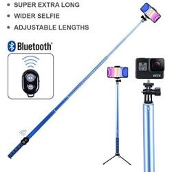 Long Selfie Stick,Extendable Foldable Selfie Stick with Wireless Bluetooth Remote and Adjustable Holder for iPhone,Samsung and Android all Smartphone Maximum 3 Meter(118-Inch) Length