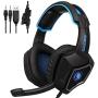 Pudincoco SADES USB Gaming Headset Stereo Computer Headphone with Mic 3.5mm Jack for PC Laptop Mobile Phone for Mac for Xbox one for PS4(Black & Blue)
