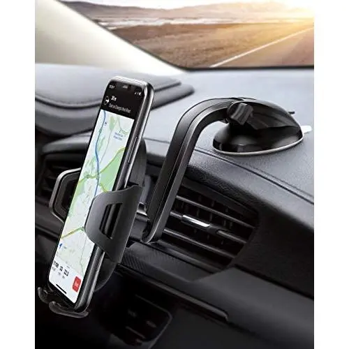 PaiTree Car Phone Mount, 360 Degree Rotation Phone Mount for Car Dashboard Car Windshield Upgrade Hands Free Phone Holder Compatible with iPhone 11 XS XR X 8 7 Galaxy S10+ S10e S9 All Smartphones