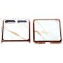 Phone Case Ultra-Thin Back Cover Tempered Glass Shell Electroplated PC Protector Fit for Samsung Galaxy Z Flip Phone Accessories (Gold Thread White)