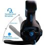 PS4 Gaming Headsets, Sades SA810 Xbox one Gaming Headphones 3.5MM Interface with MIC in-Line Control for Multiplatform PC/Xbox one/PS4/MAC/Tablet (Black Blue)