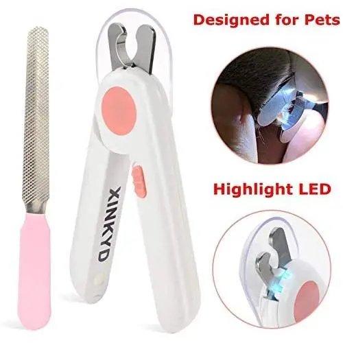 XINKYD Dog & Cat Pets Nail Clippers and Trimmers - with Transparent Cover to Avoid Nail Flying, Free Nail File, Razor Sharp Blade - Professional Grooming Tool for Large and Small Animals