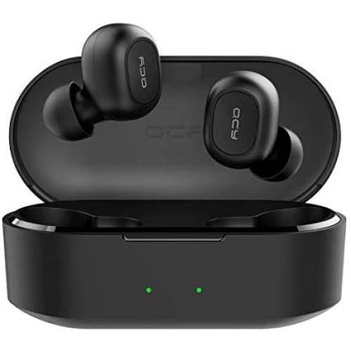 QCY T2C True Wireless Earbuds with Charging Case, TWS 5.0 Bluetooth Headphones, Compatible for iPhone, Android and Other Leading Smartphones, Black