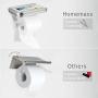 Homemaxs Toilet Paper Holder with Shelf, Anti-Rust Aluminum Toilet Roll Holder with Phone Shelf for All Mobile Phone, Wall Mounted Bathroom Tissue Holder for Smartphone and Flushable Baby Wipes