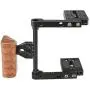 CAMVATE DSLR Video Camera Cage Stabilizer Rig with Wooden Handle for Canon Nikon Sony (Right Hand)