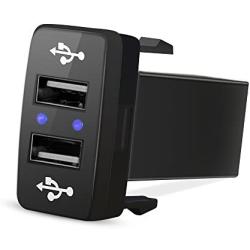 MICTUNING UC001 2.1A Dual USB Power Socket Compatible with Smart Phone PDA iPad iPhone Charger Replacement for Toyota